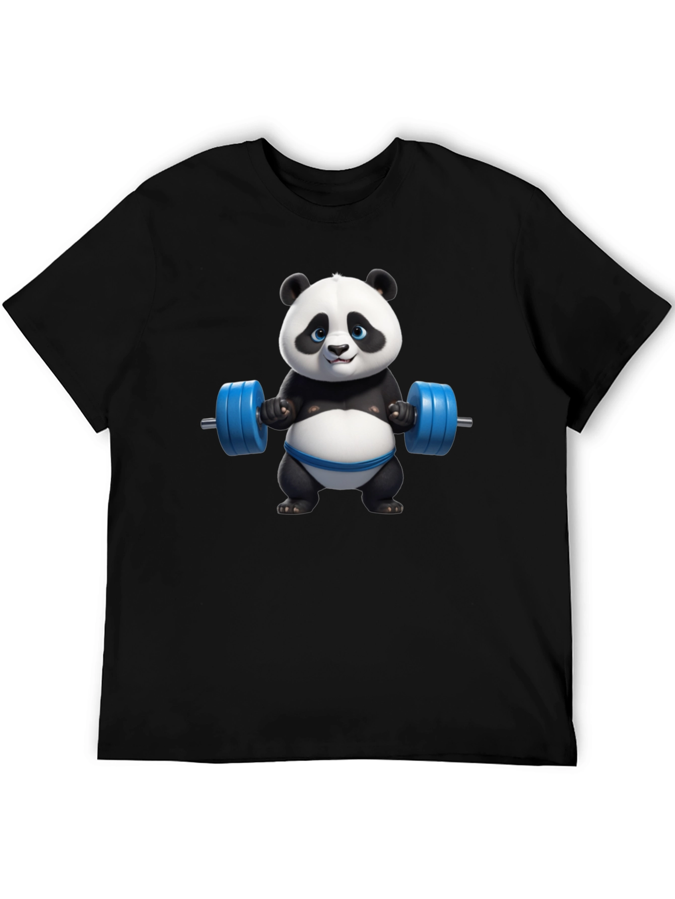 Funny Panda Lifting Weights Graphic T-Shirt