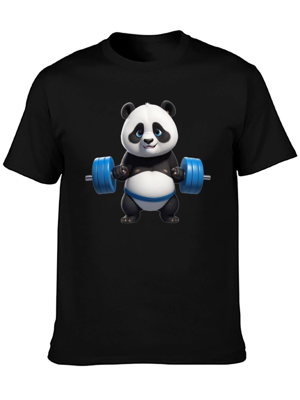 Funny Panda Lifting Weights Graphic T-Shirt
