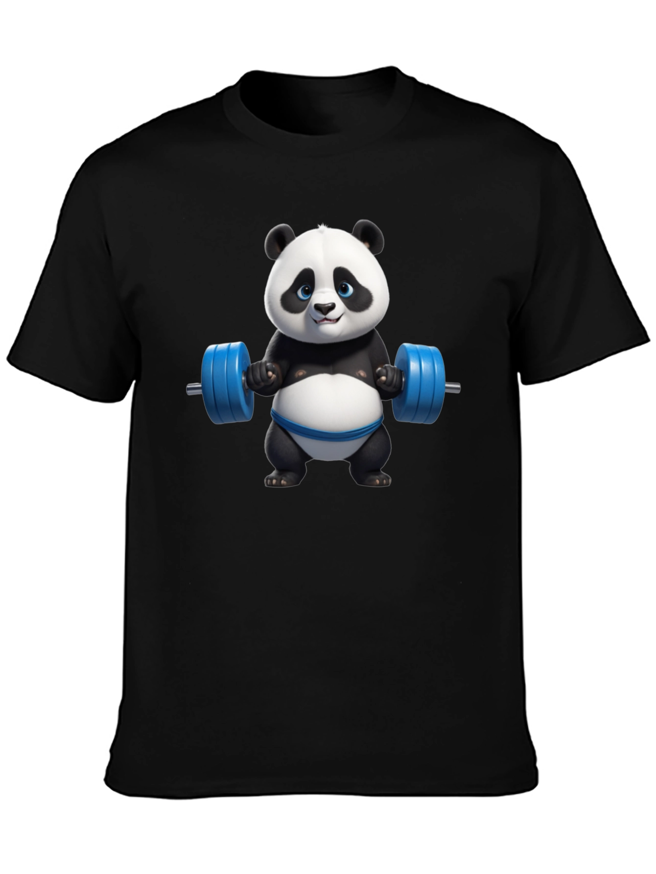 Funny Panda Lifting Weights Graphic T-Shirt