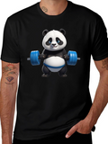 Funny Panda Lifting Weights Graphic T-Shirt