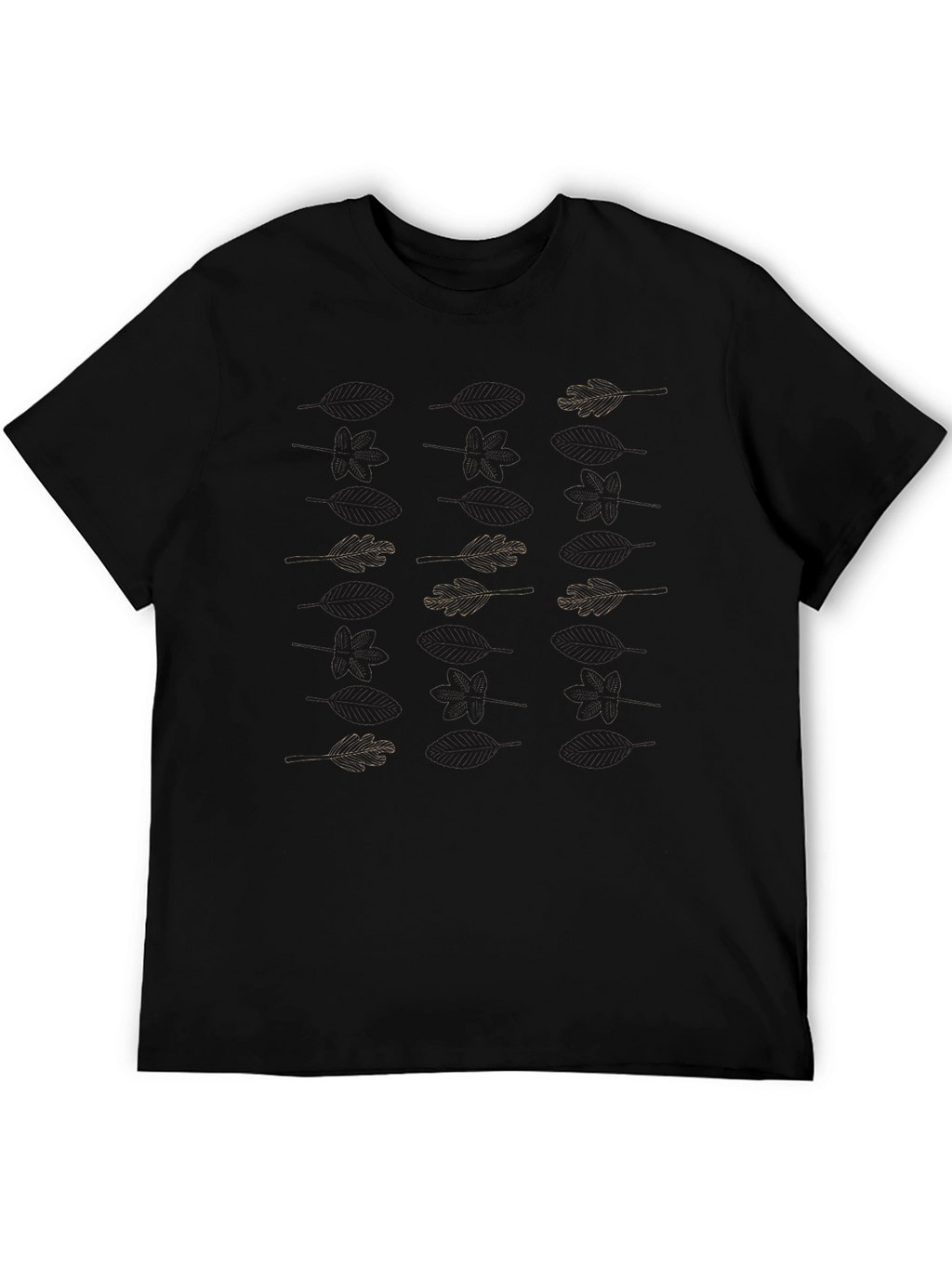 Stylish Black Tee with Leaf Pattern