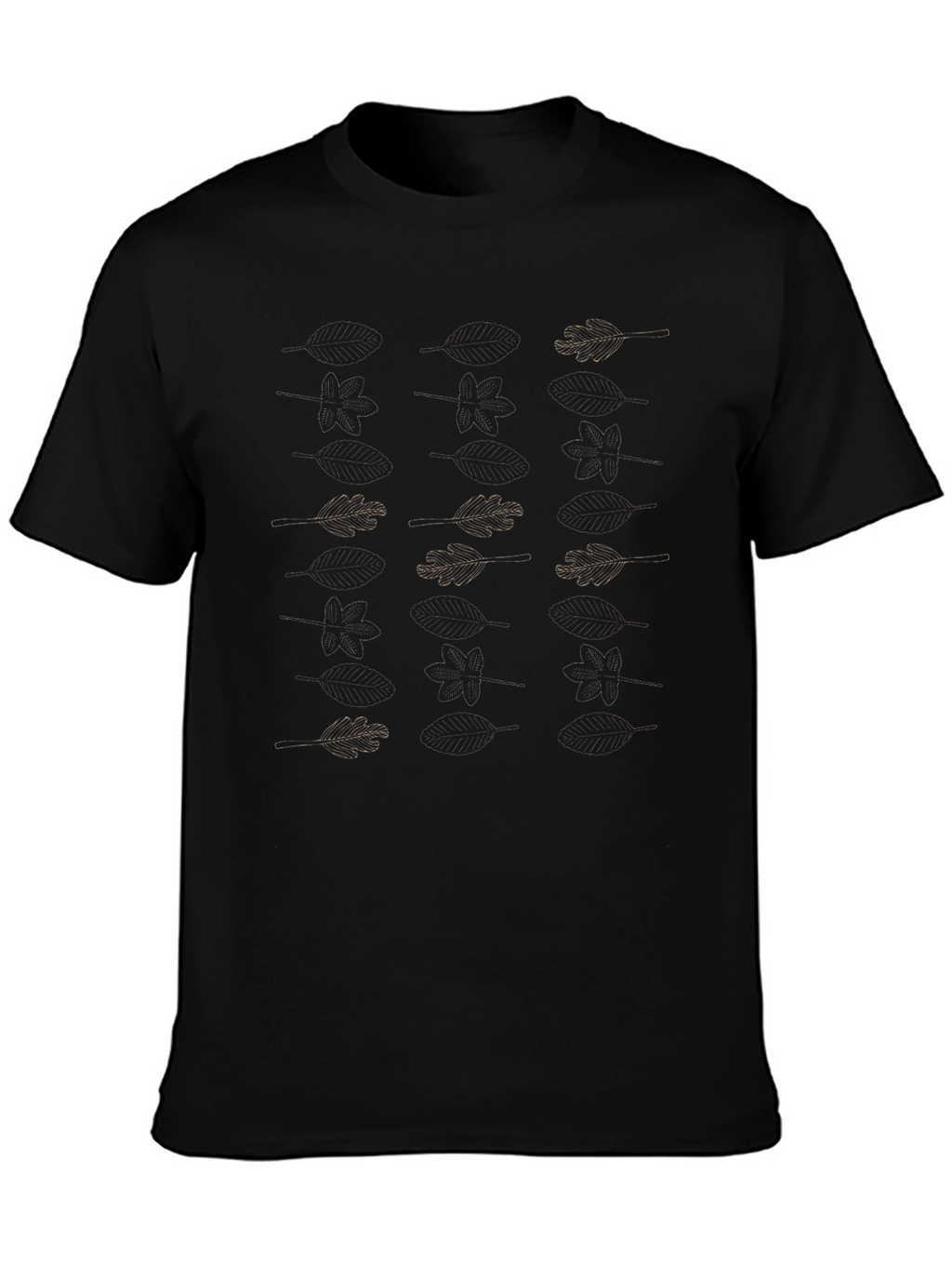 Stylish Black Tee with Leaf Pattern