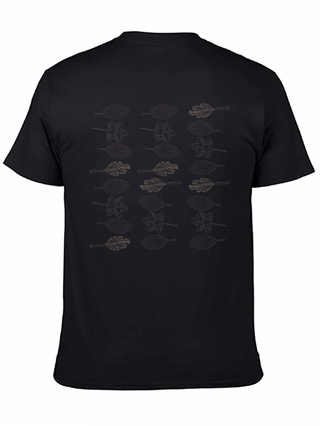 Stylish Black Tee with Leaf Pattern