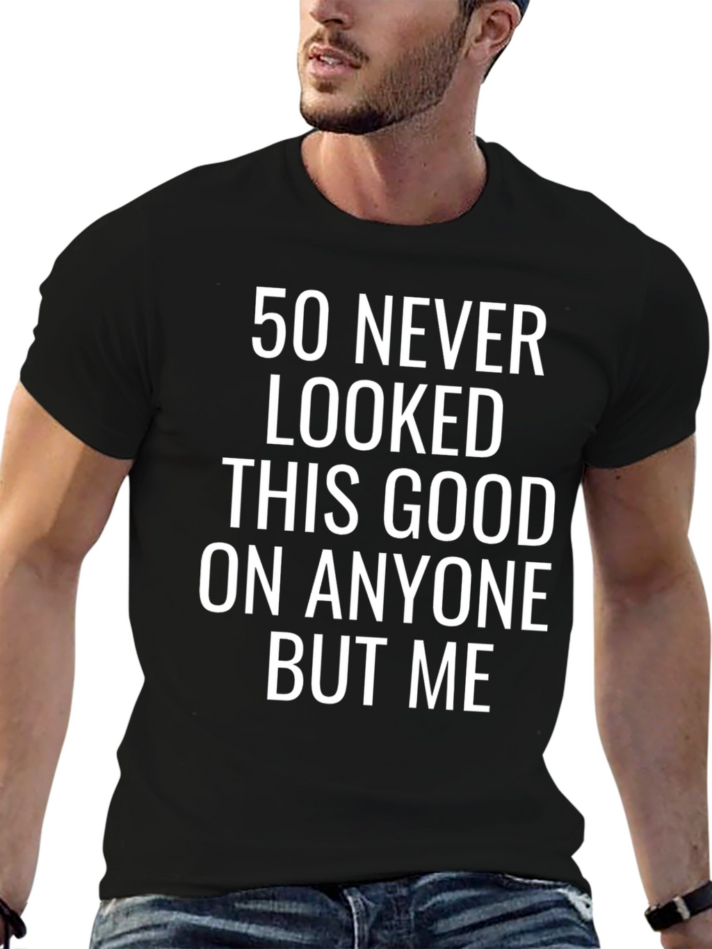 50 Never Looked This Good Black Graphic Tee