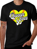 Queen Bees Softball Heart T-Shirt