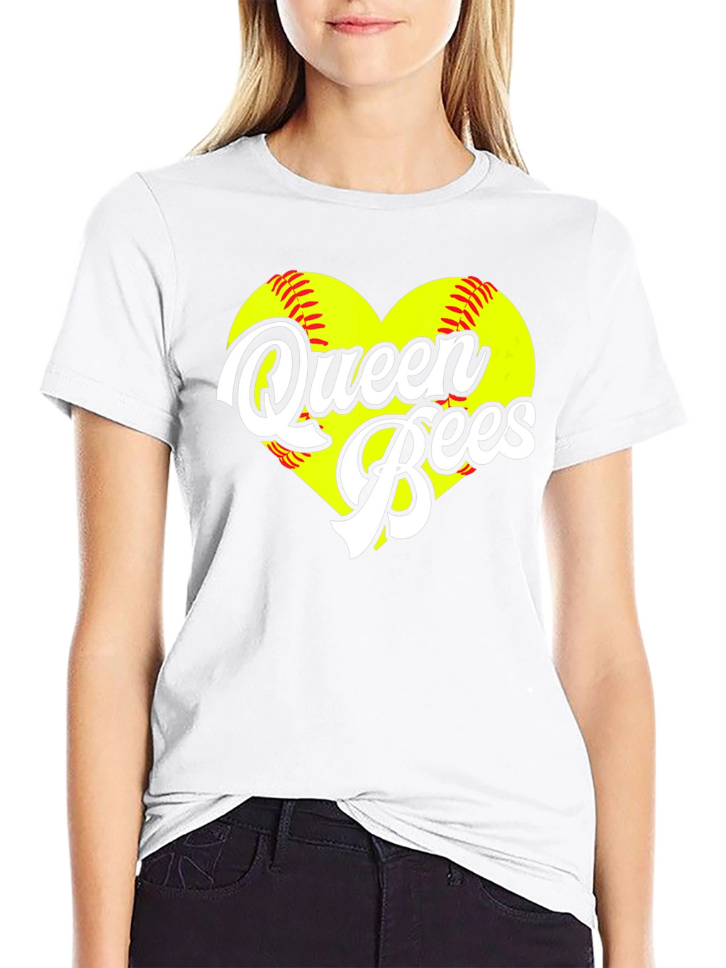 Queen Bees Softball Heart T-Shirt