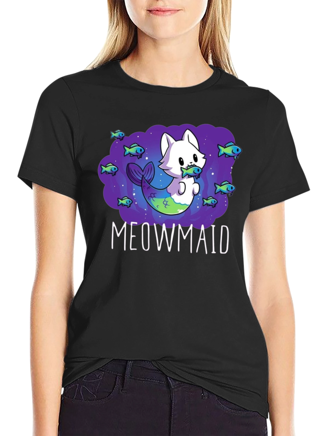 Meowmaid Graphic T-Shirt - Cute Cat Mermaid Design