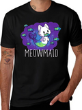 Meowmaid Graphic T-Shirt - Cute Cat Mermaid Design