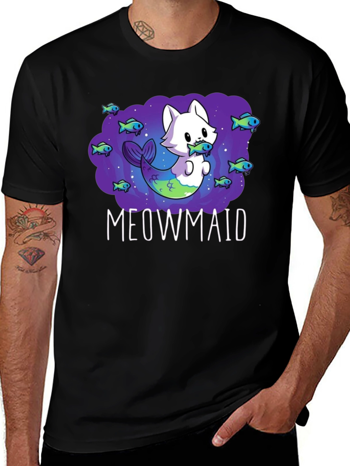 Meowmaid Graphic T-Shirt - Cute Cat Mermaid Design