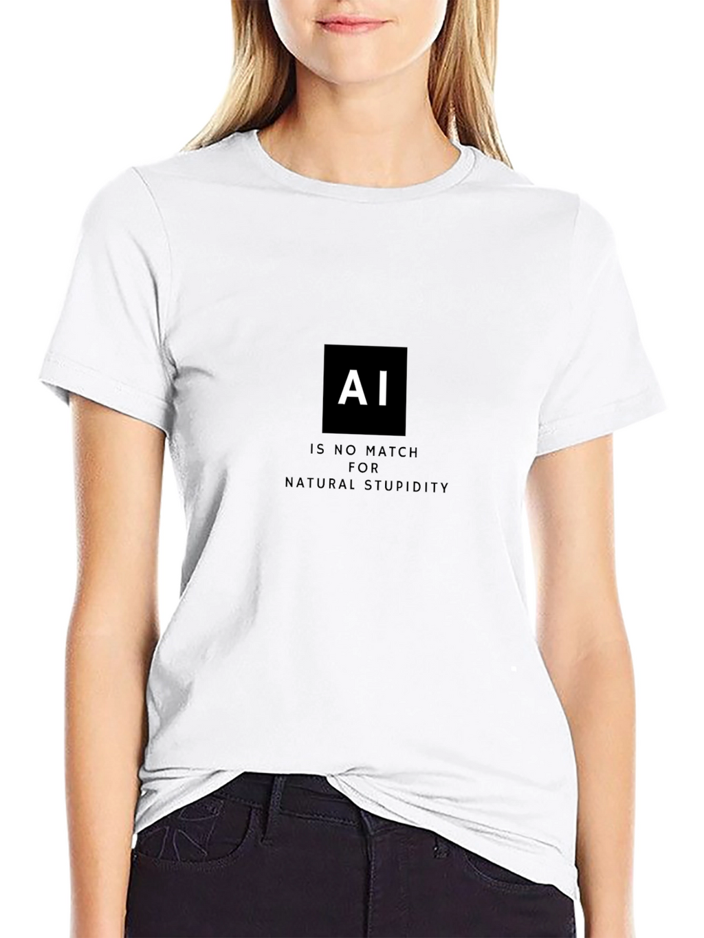 AI vs. Natural Stupidity T-Shirt - Black Cotton Tee