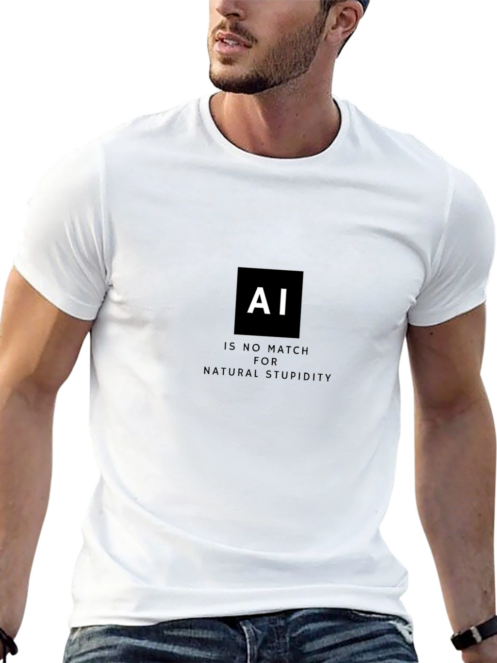 AI vs. Natural Stupidity T-Shirt - Black Cotton Tee