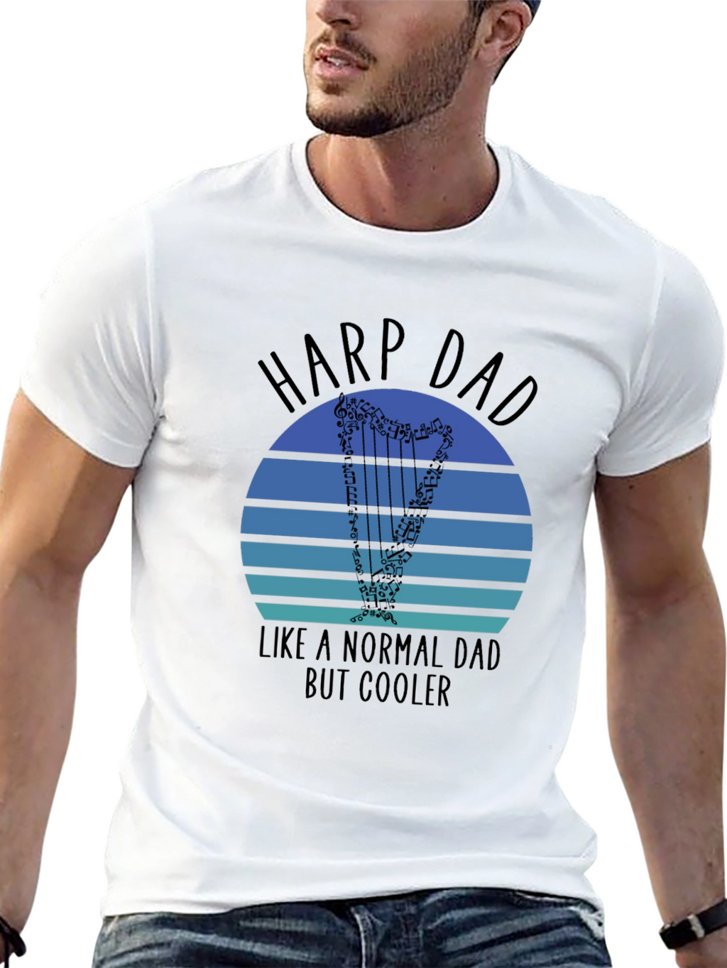 Harp Dad T-Shirt - Cool Musician Father Tee