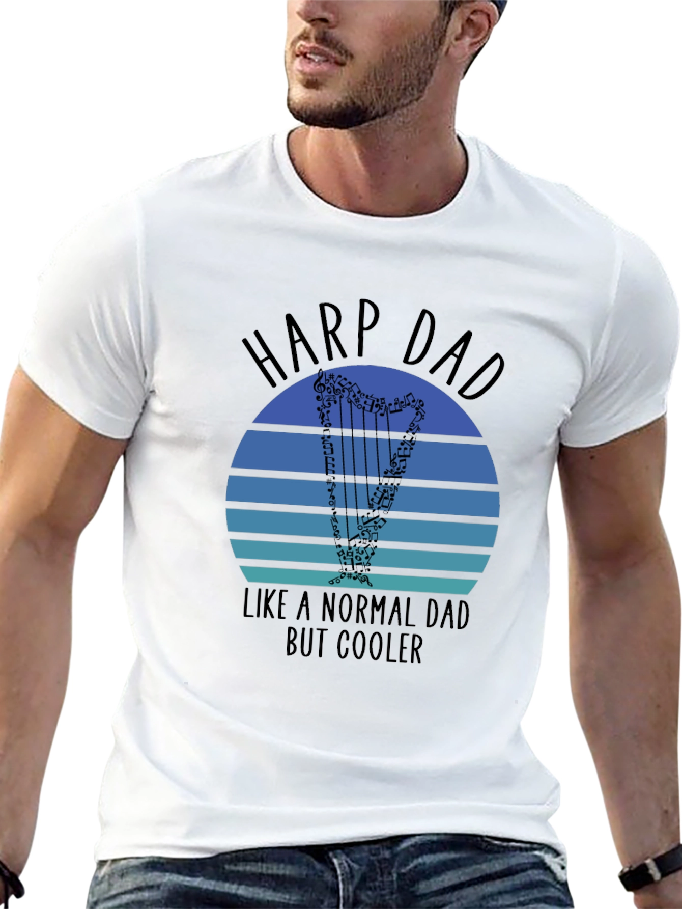 Harp Dad T-Shirt - Cool Musician Father Tee
