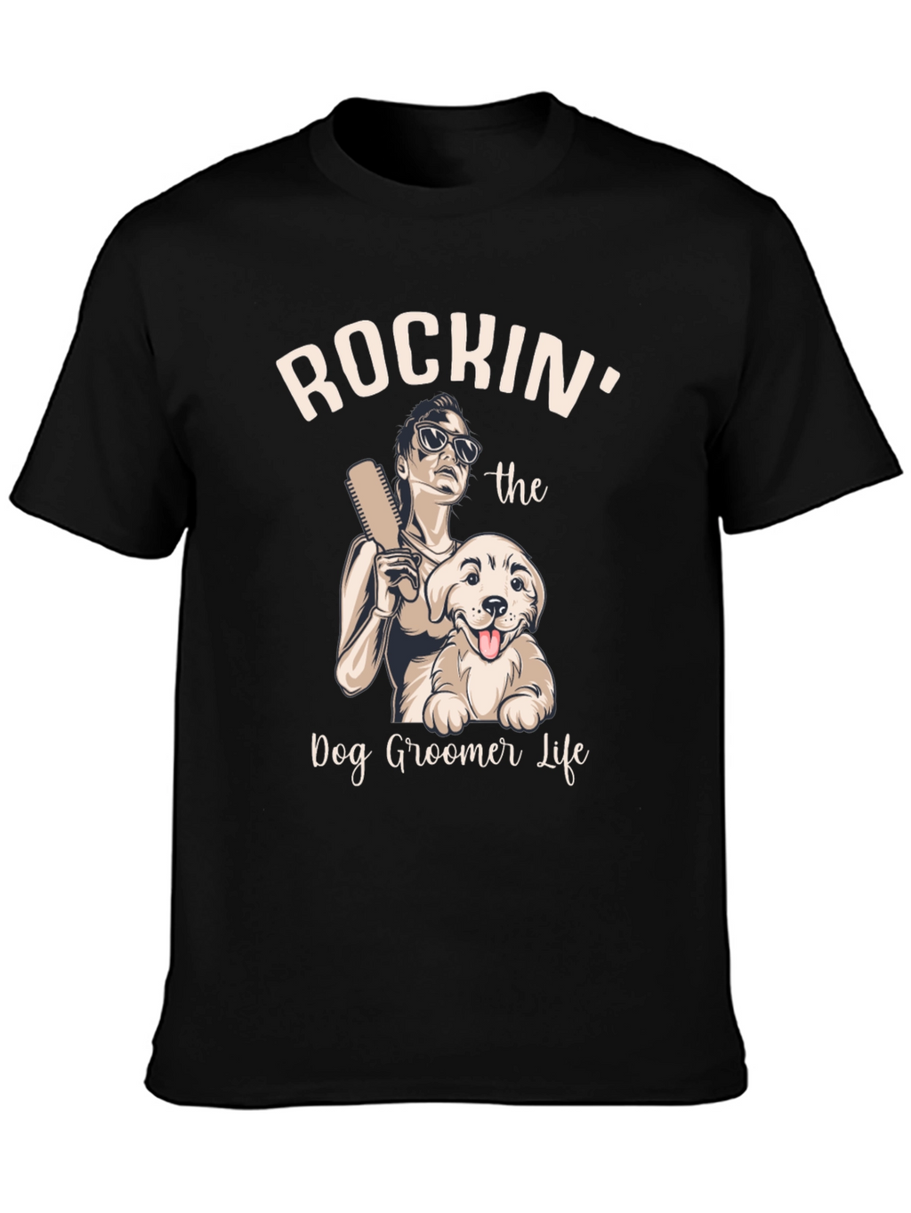 Rockin Dog Groomer Life Tee - Black