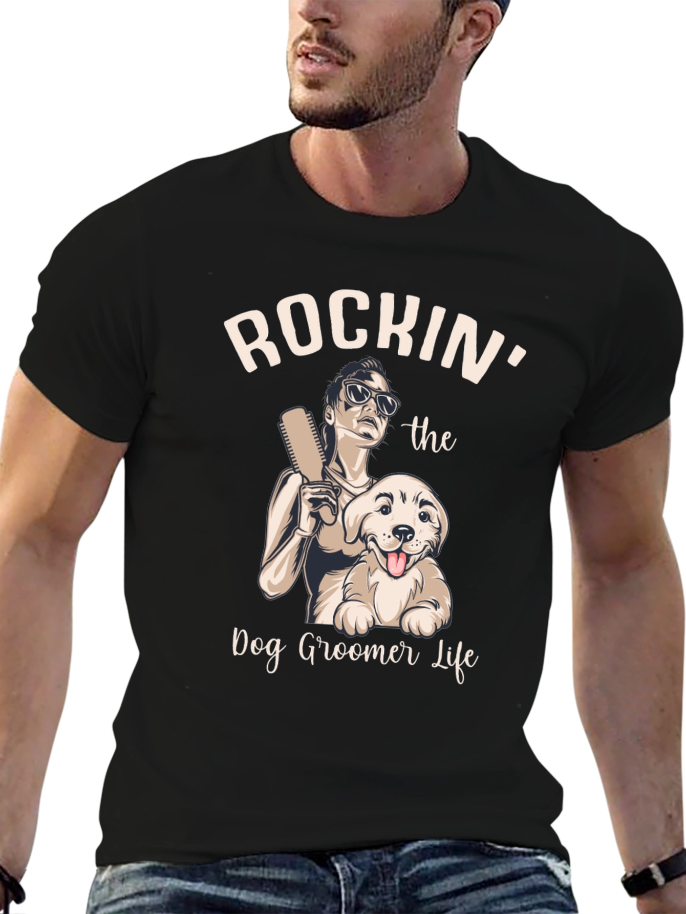 Rockin Dog Groomer Life Tee - Black