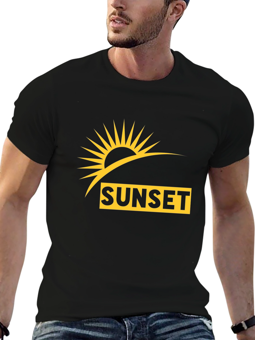 Sunset Graphic T-Shirt - Black Casual Wear