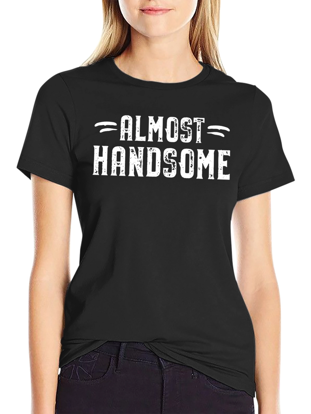 Almost Handsome Mens Black Graphic Tee