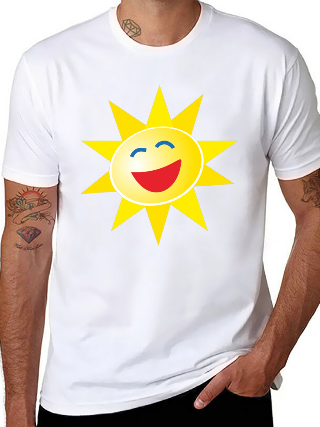 Smiley Sun Graphic Black T-Shirt