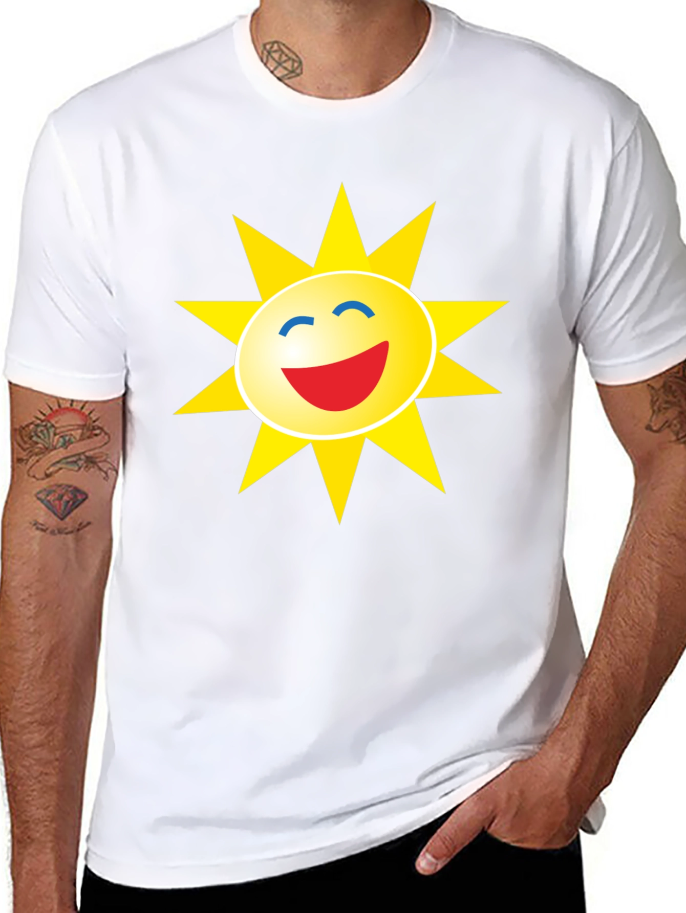 Smiley Sun Graphic Black T-Shirt