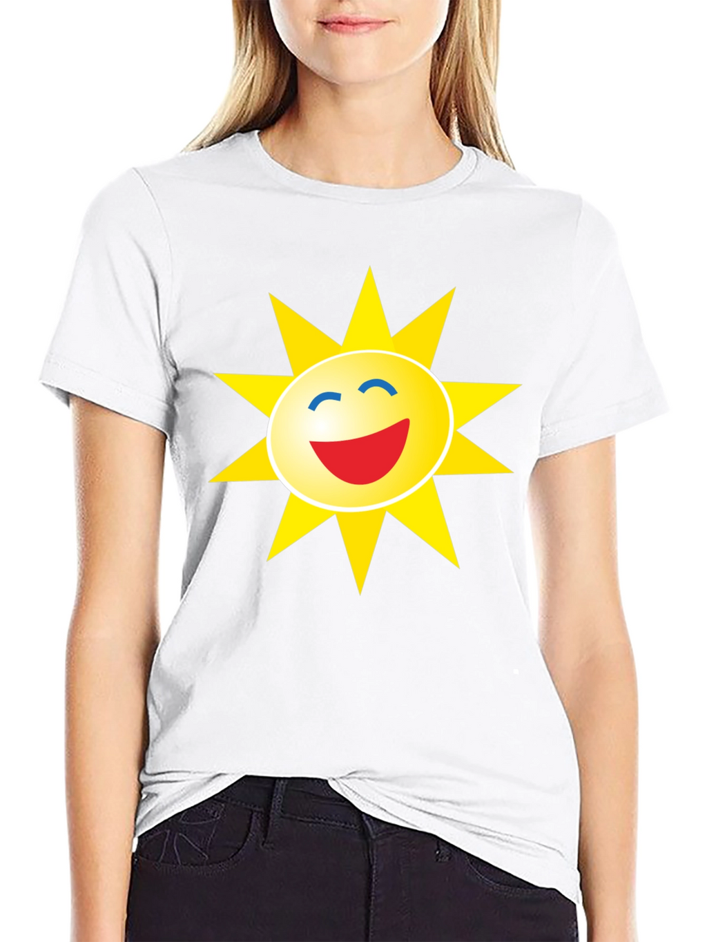 Smiley Sun Graphic Black T-Shirt