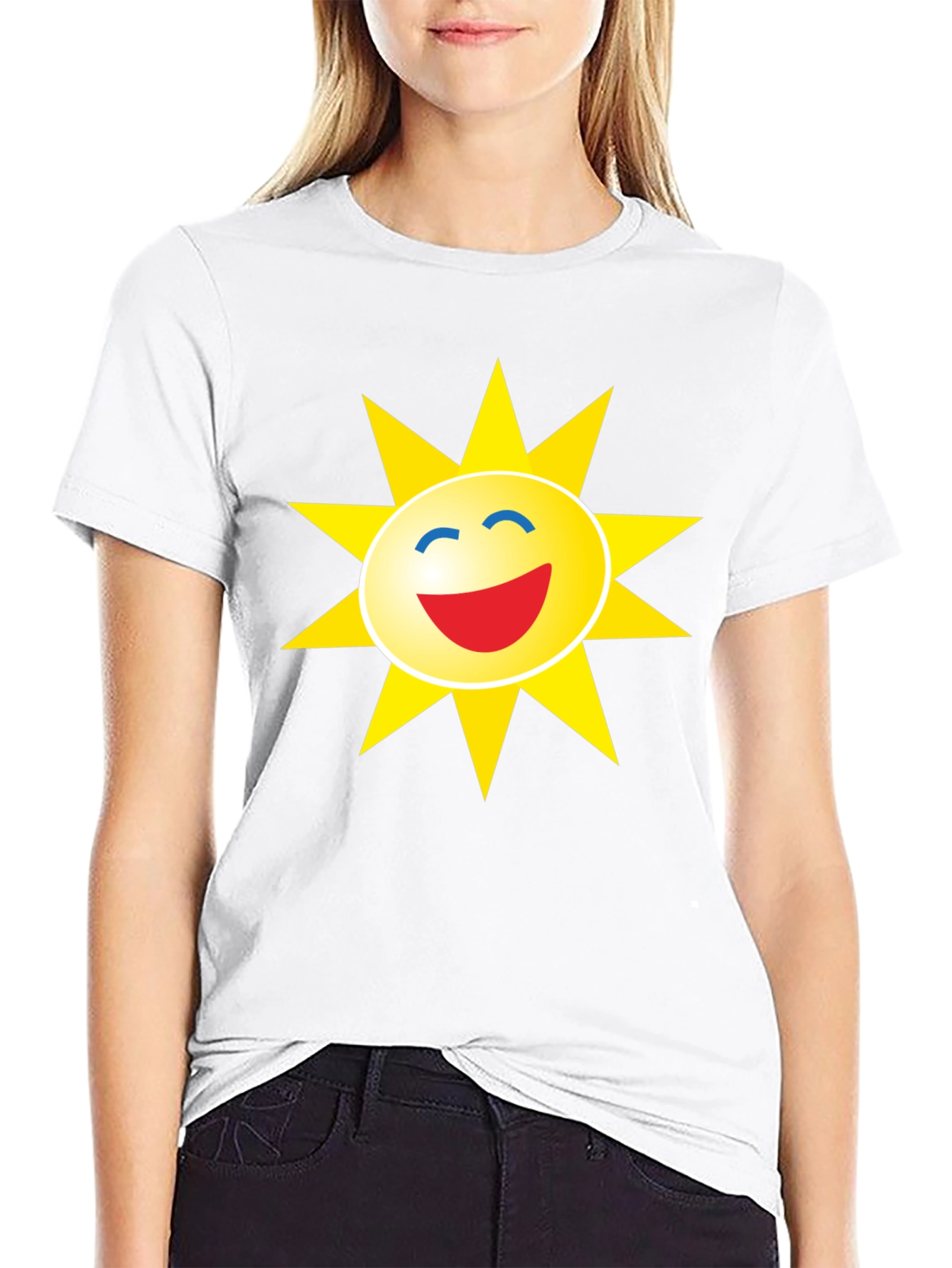 Smiley Sun Graphic Black T-Shirt