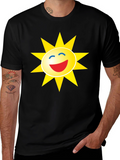 Smiley Sun Graphic Black T-Shirt