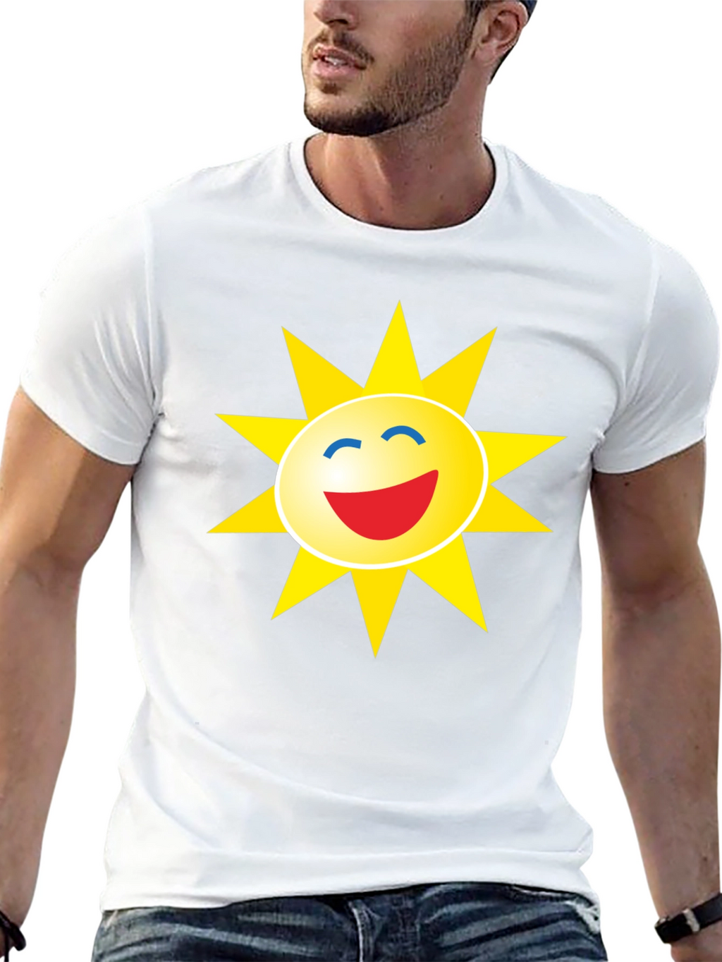 Smiley Sun Graphic Black T-Shirt