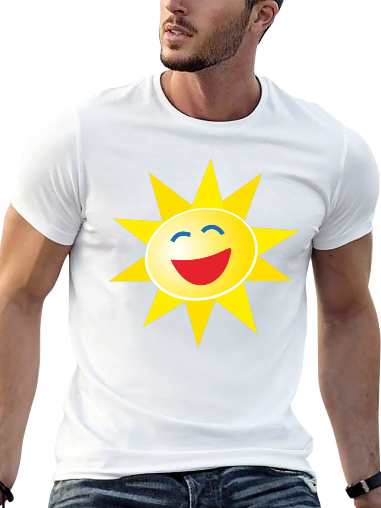 Smiley Sun Graphic Black T-Shirt