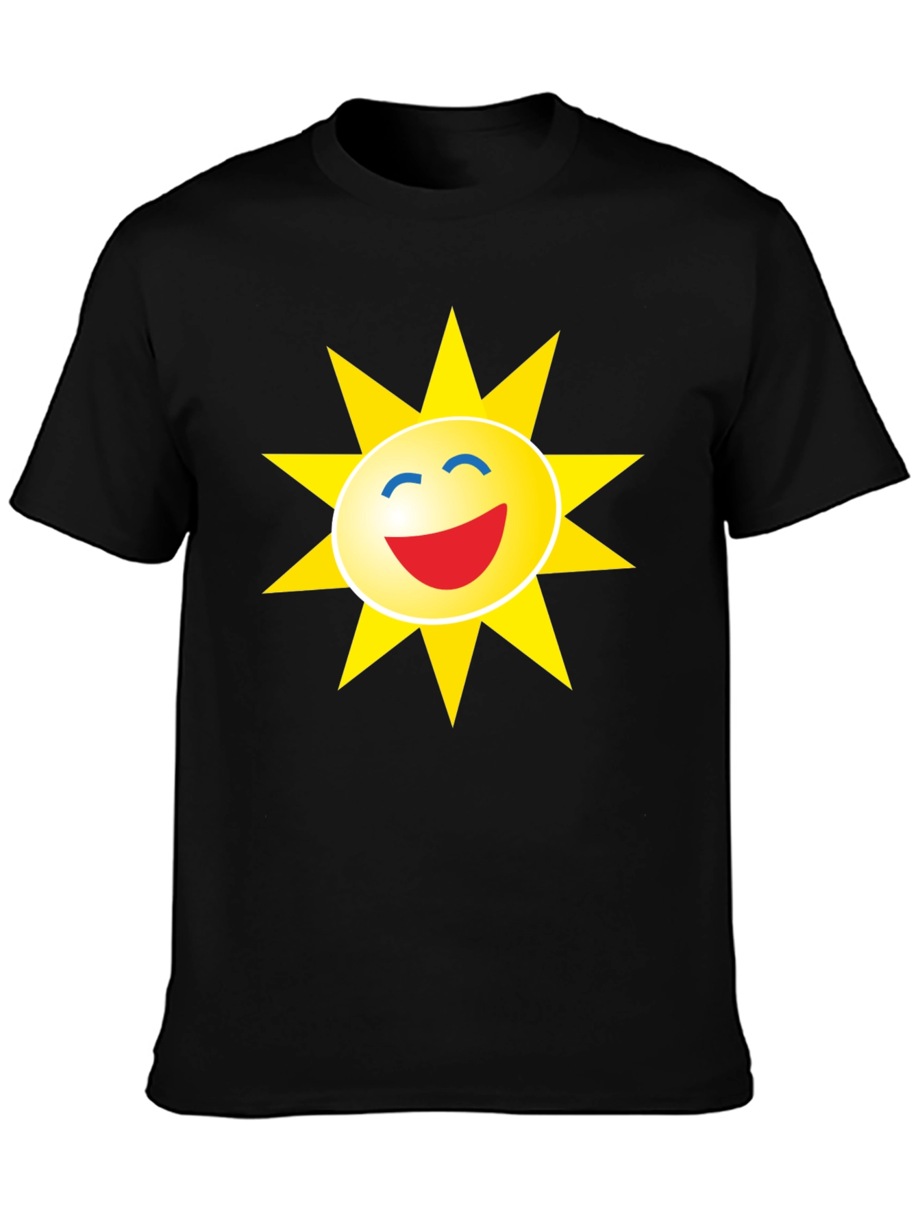 Smiley Sun Graphic Black T-Shirt