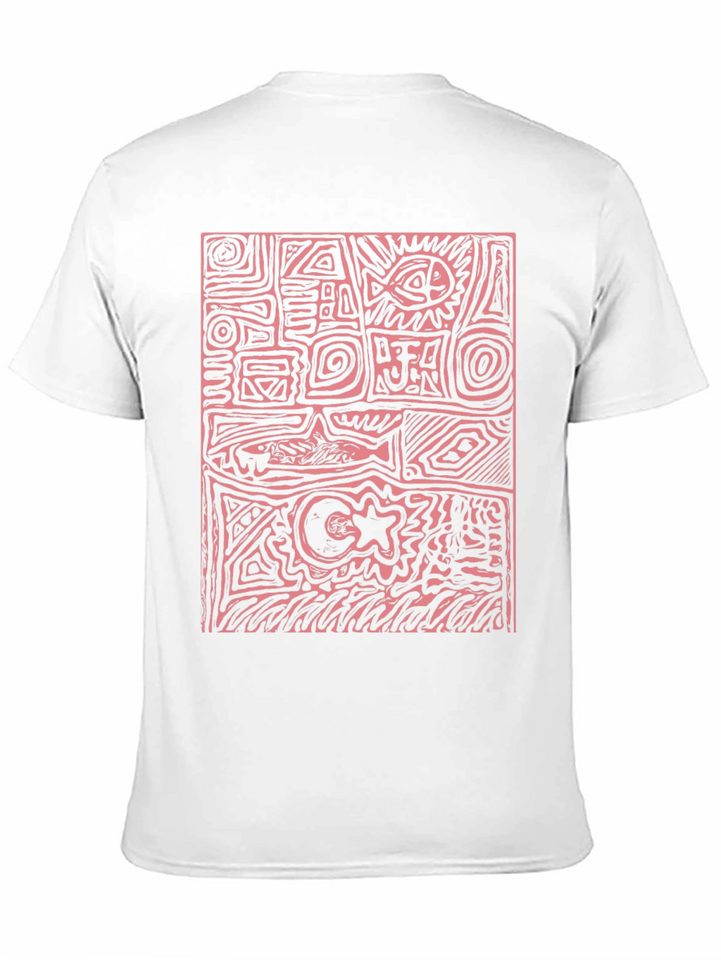Abstract Red Print Black T-Shirt