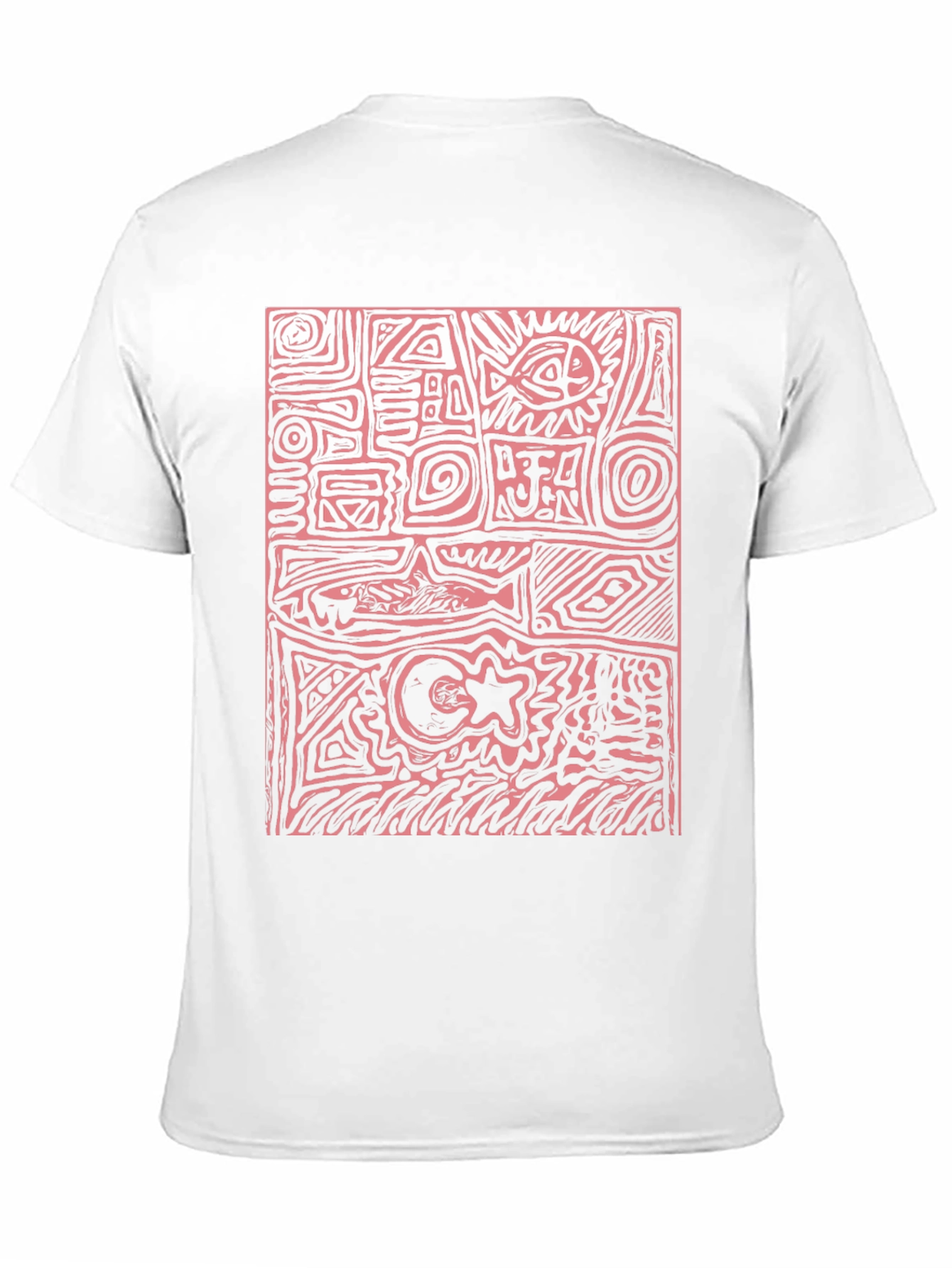 Abstract Red Print Black T-Shirt
