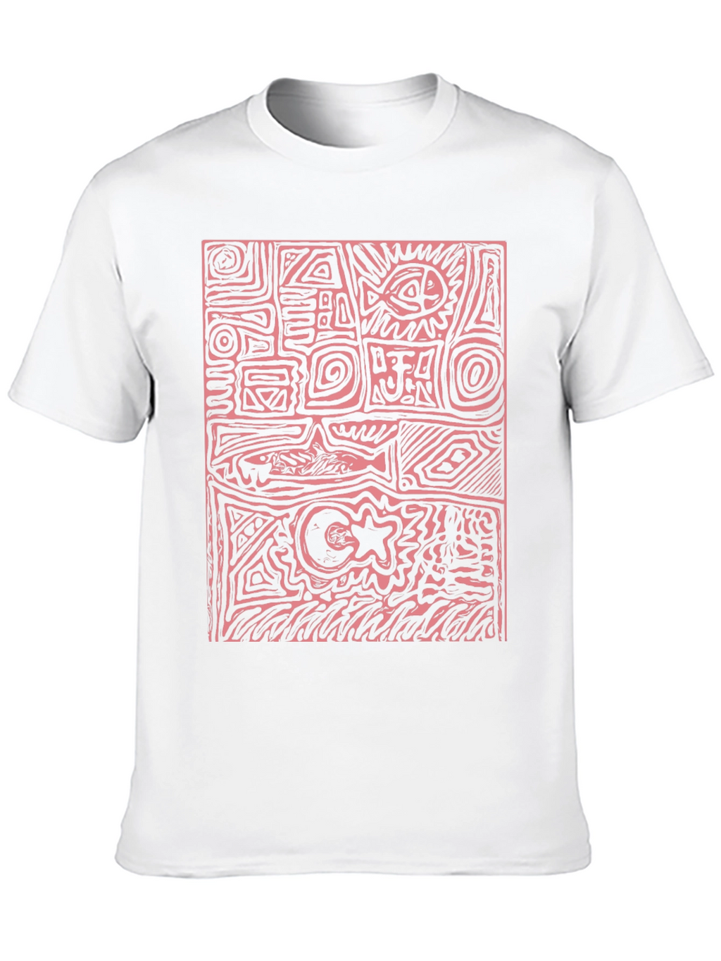 Abstract Red Print Black T-Shirt