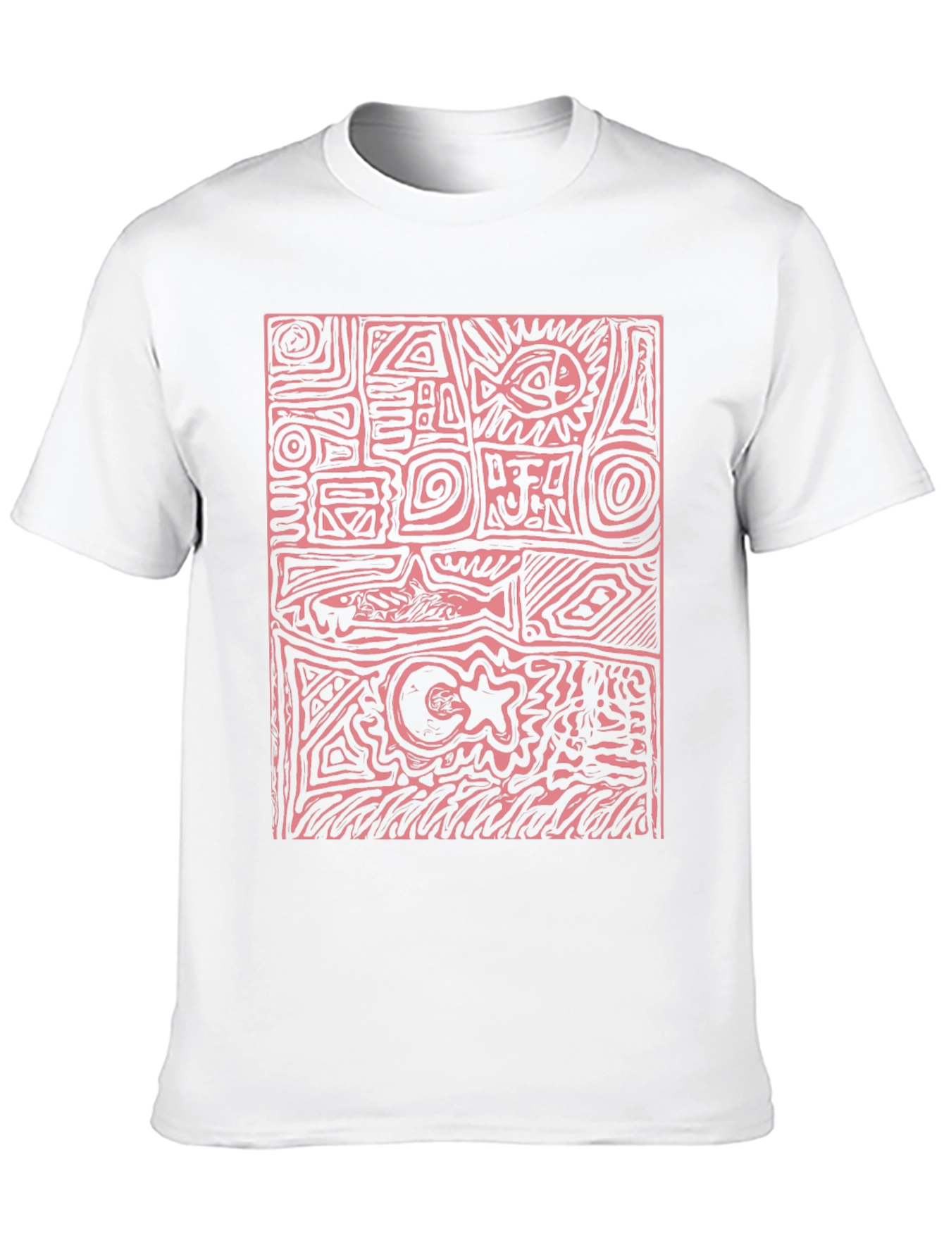 Abstract Red Print Black T-Shirt