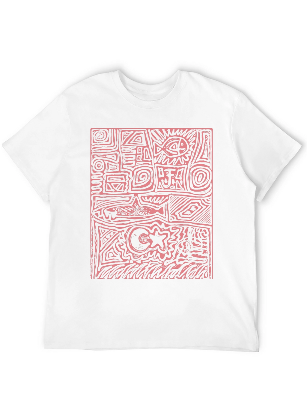 Abstract Red Print Black T-Shirt