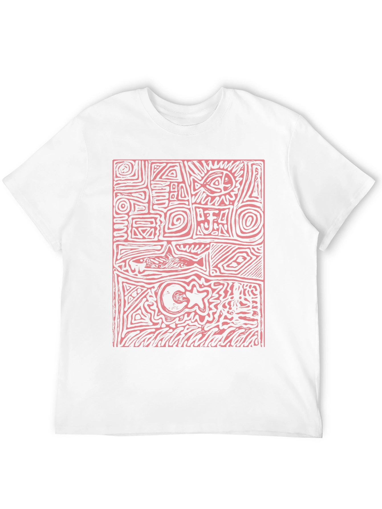 Abstract Red Print Black T-Shirt