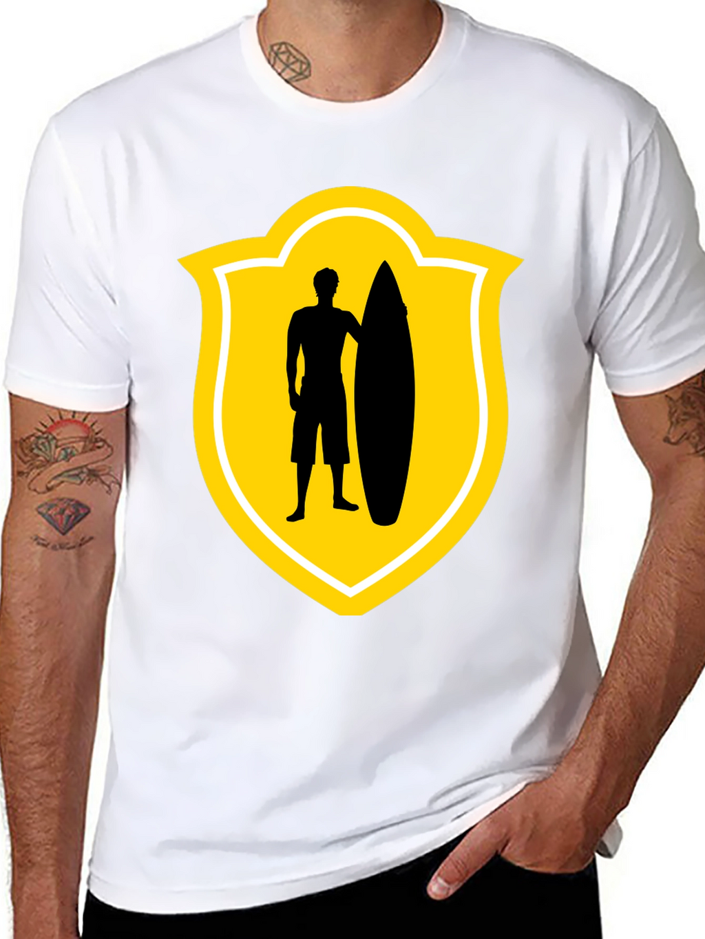 Surfer Silhouette Tee - Black Graphic T-Shirt