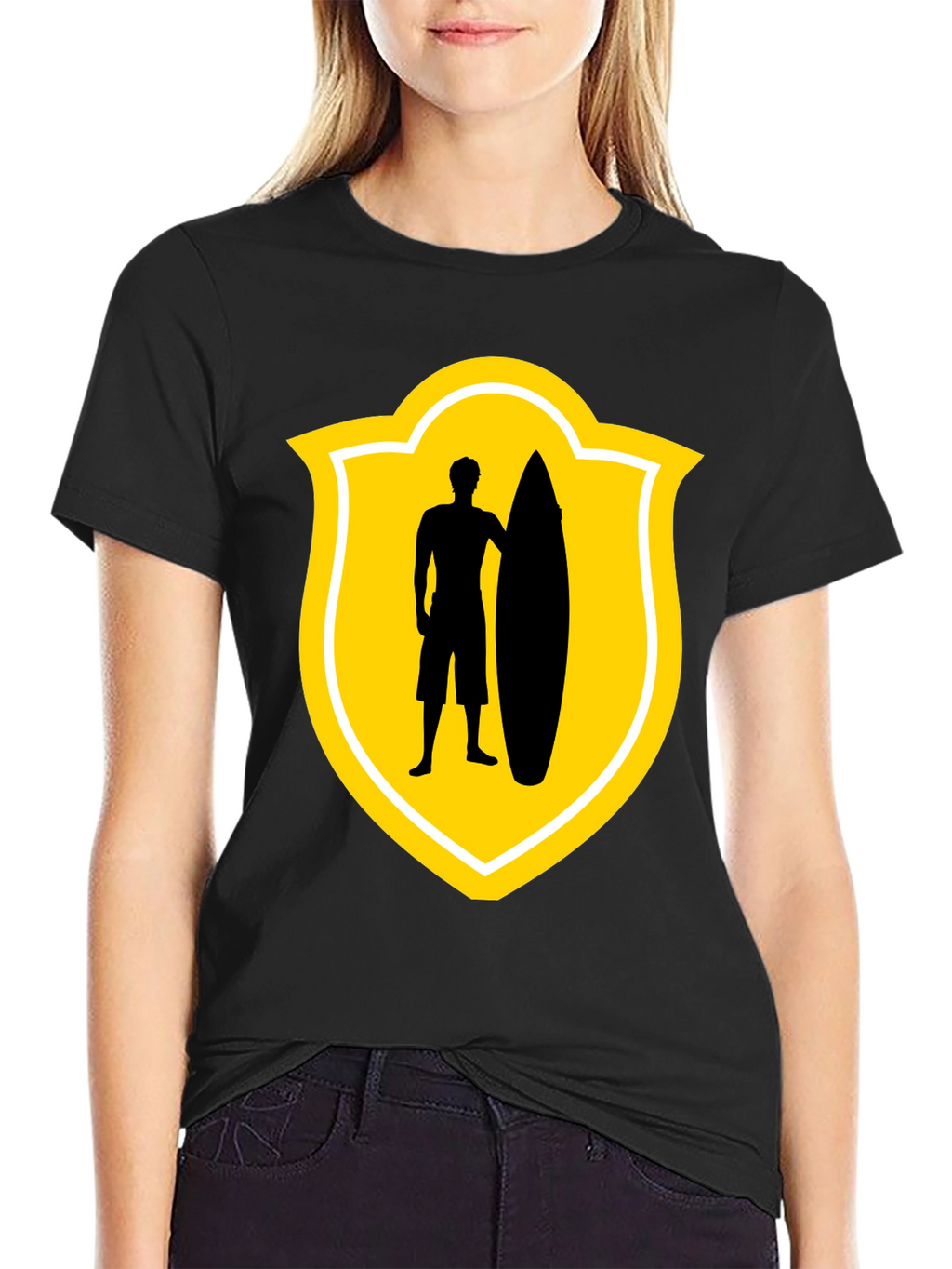 Surfer Silhouette Tee - Black Graphic T-Shirt