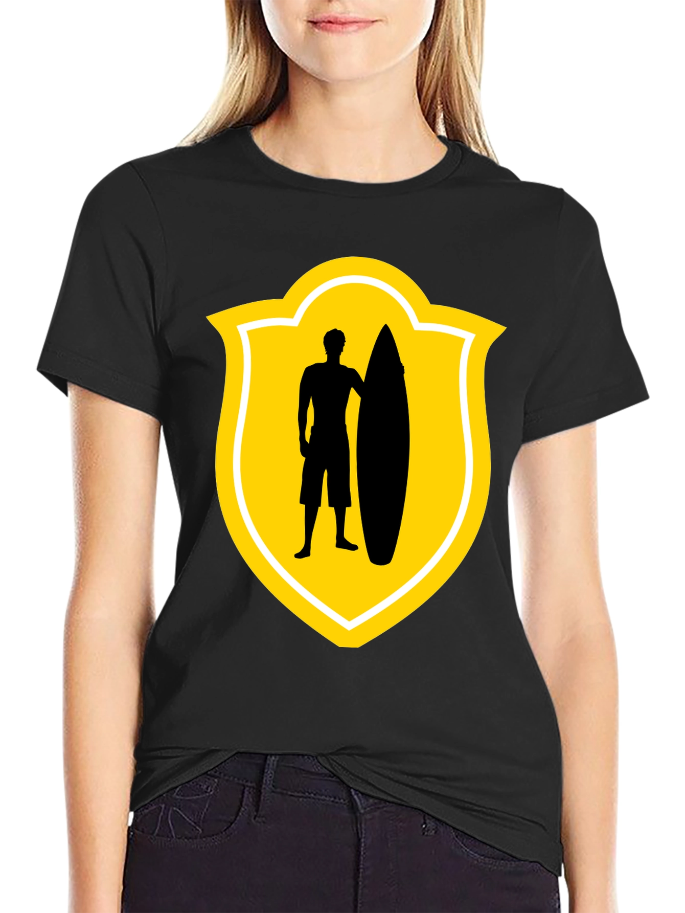 Surfer Silhouette Tee - Black Graphic T-Shirt
