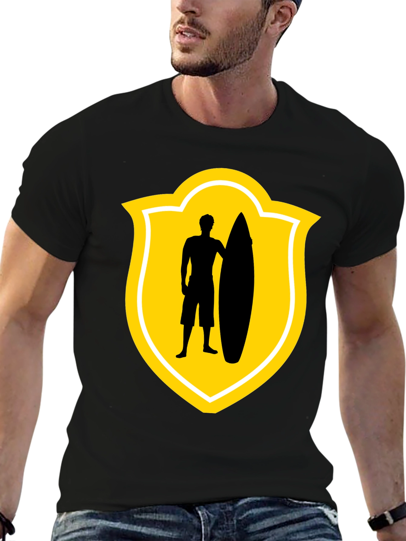 Surfer Silhouette Tee - Black Graphic T-Shirt