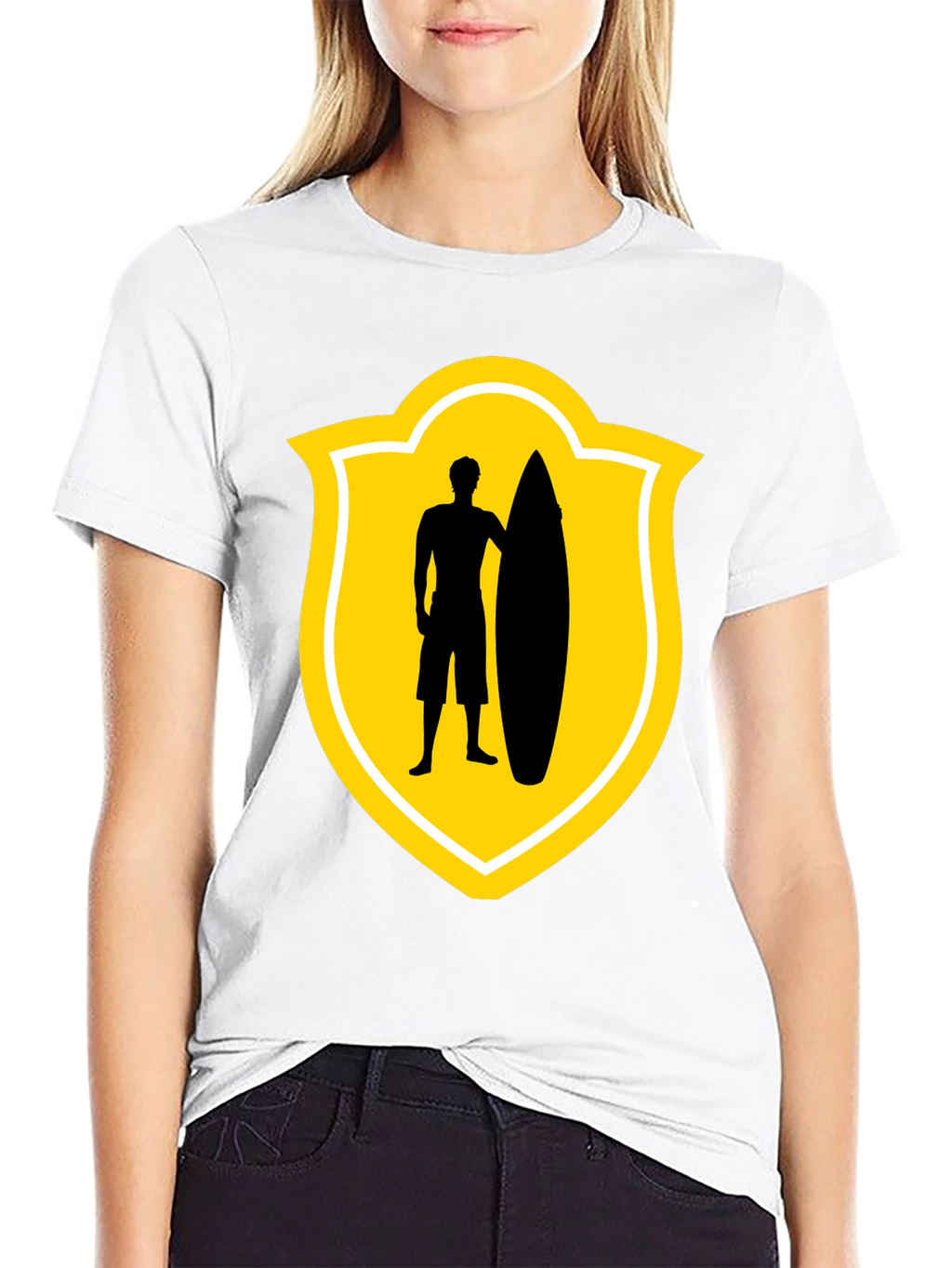 Surfer Silhouette Tee - Black Graphic T-Shirt