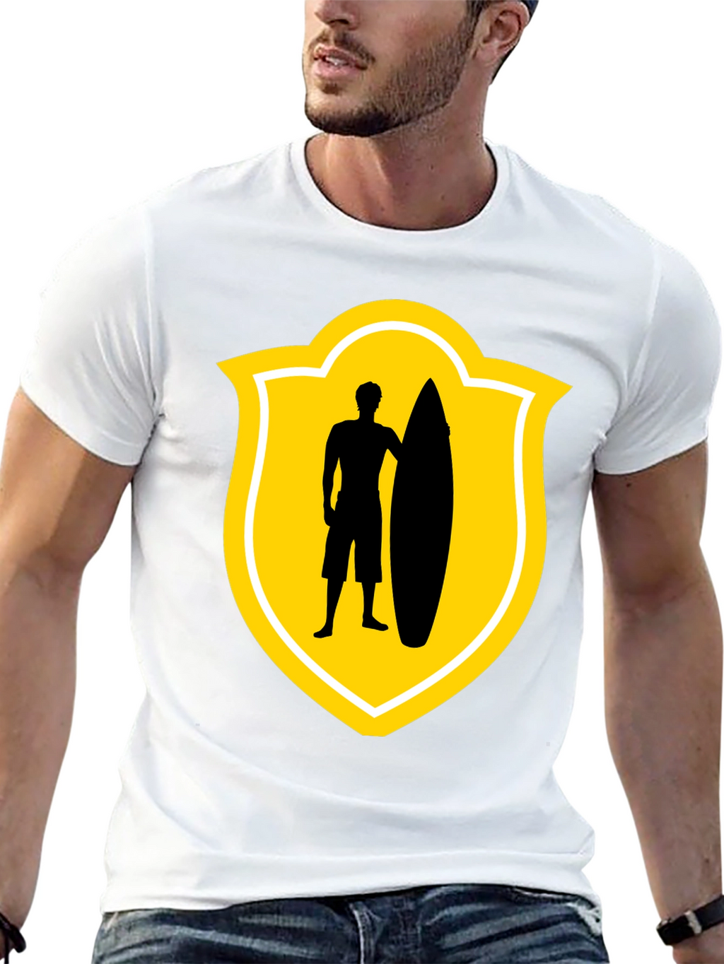 Surfer Silhouette Tee - Black Graphic T-Shirt