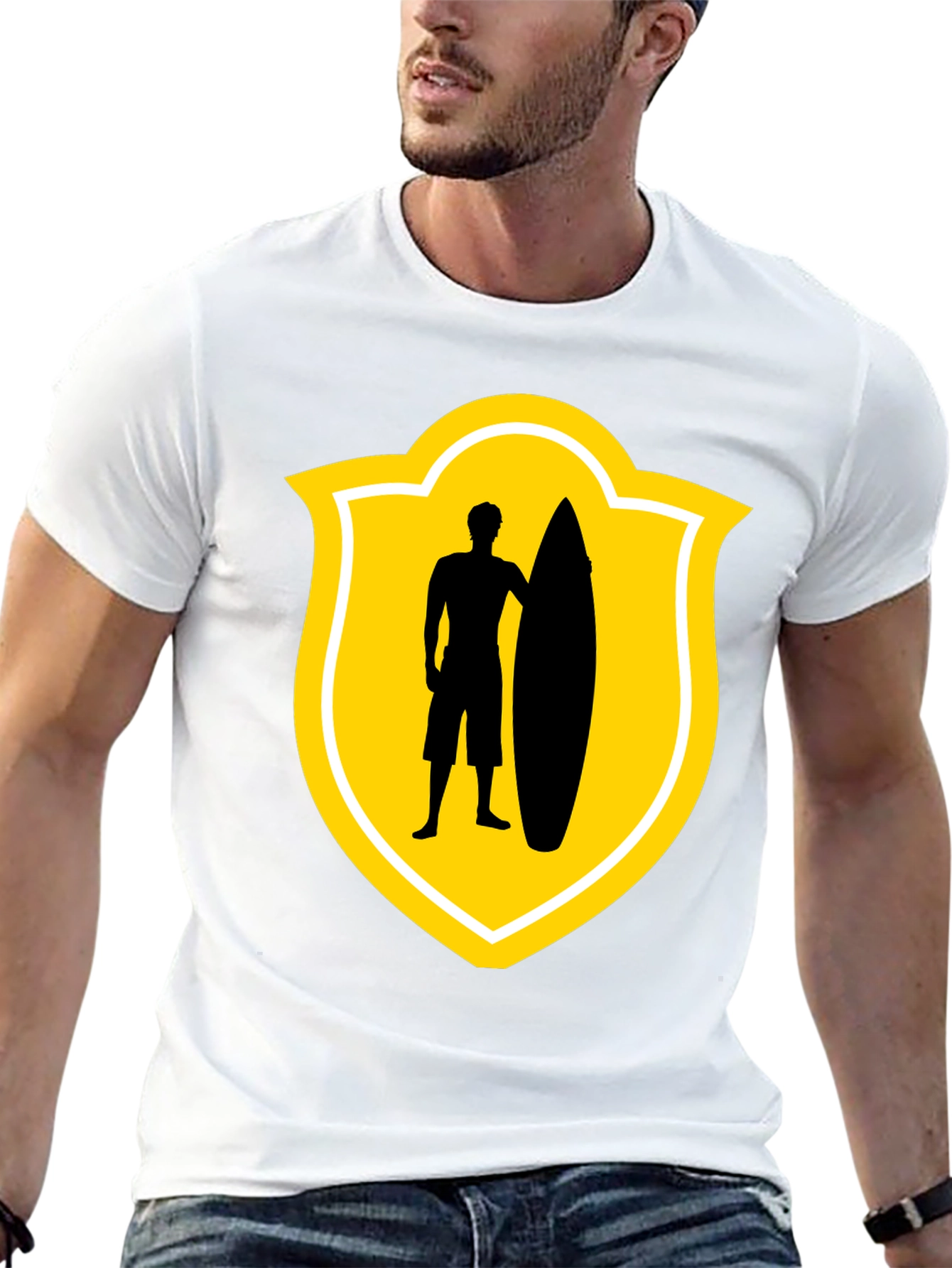 Surfer Silhouette Tee - Black Graphic T-Shirt