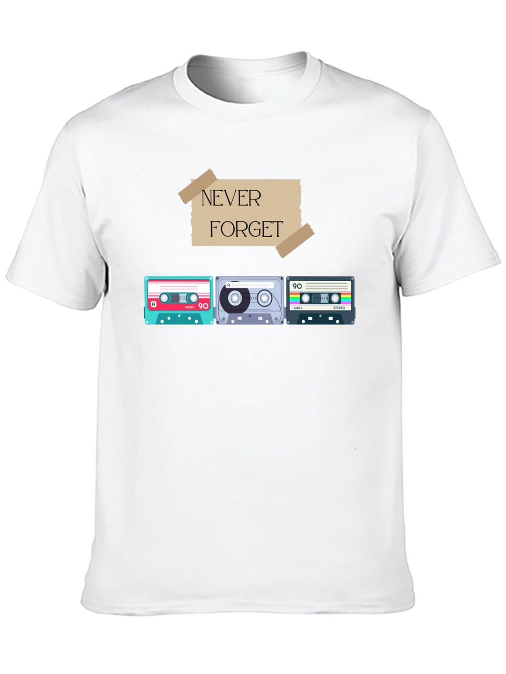 Retro Cassette Tape Graphic T-Shirt - Never Forget