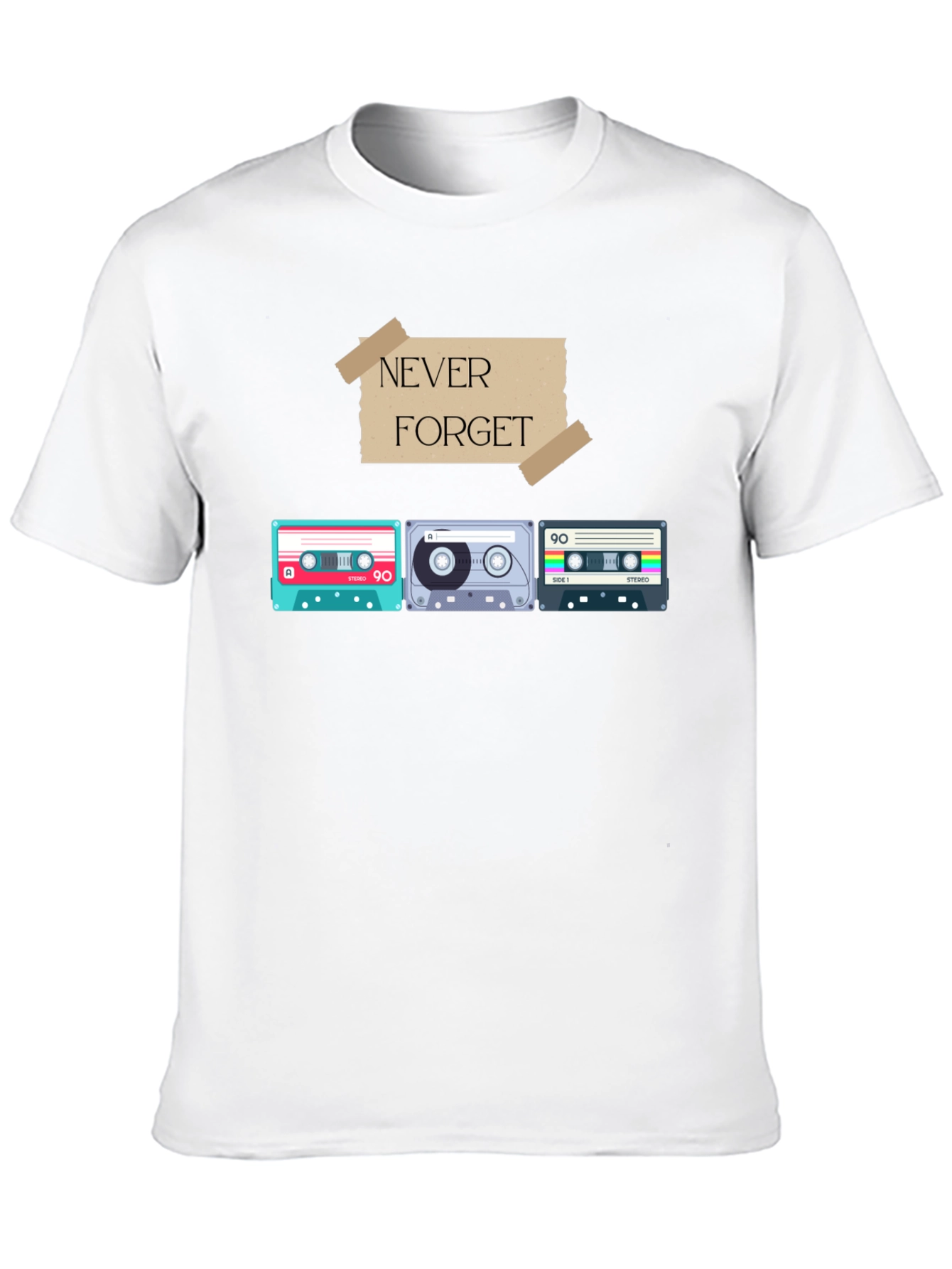 Retro Cassette Tape Graphic T-Shirt - Never Forget