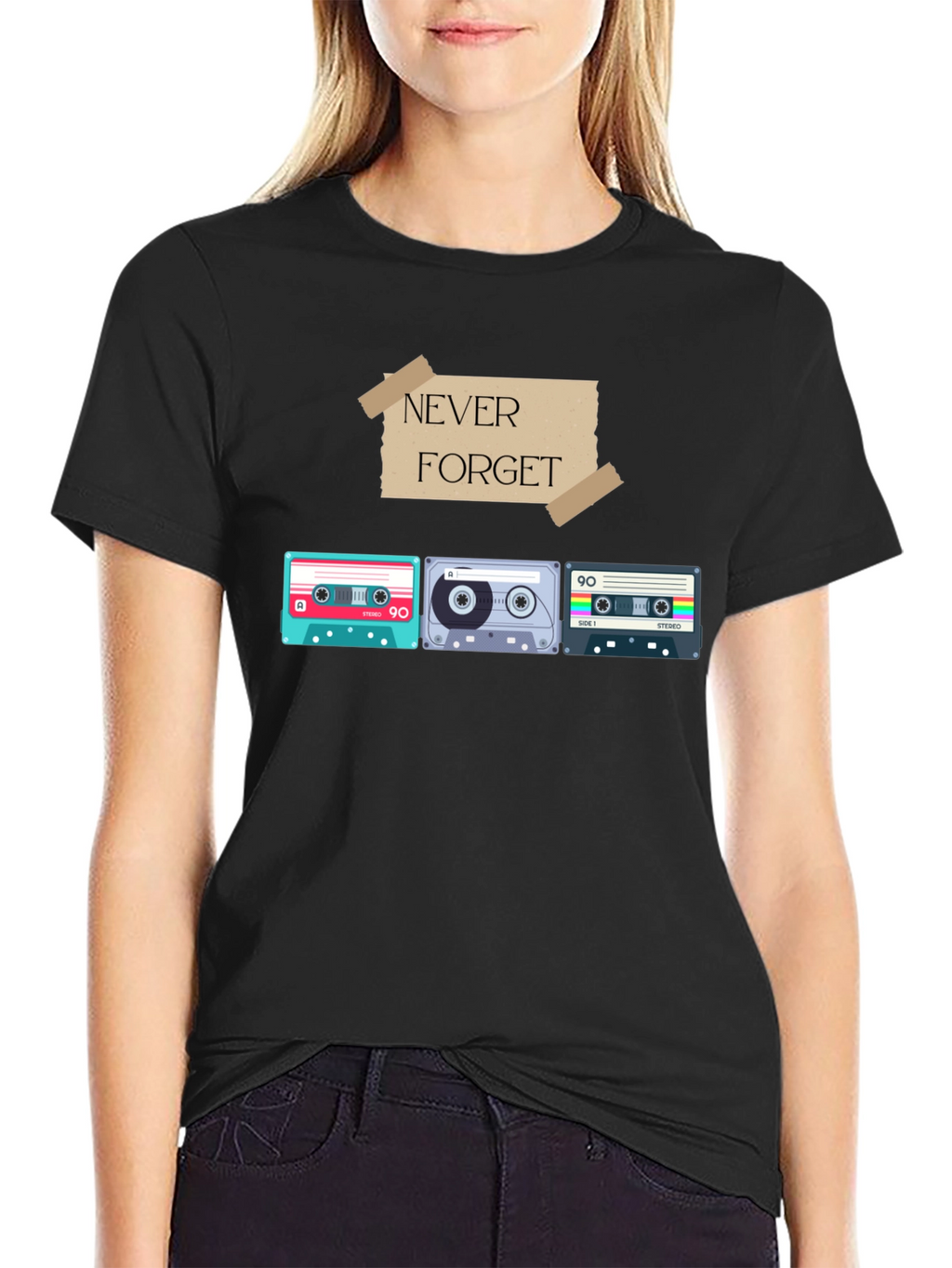 Retro Cassette Tape Graphic T-Shirt - Never Forget