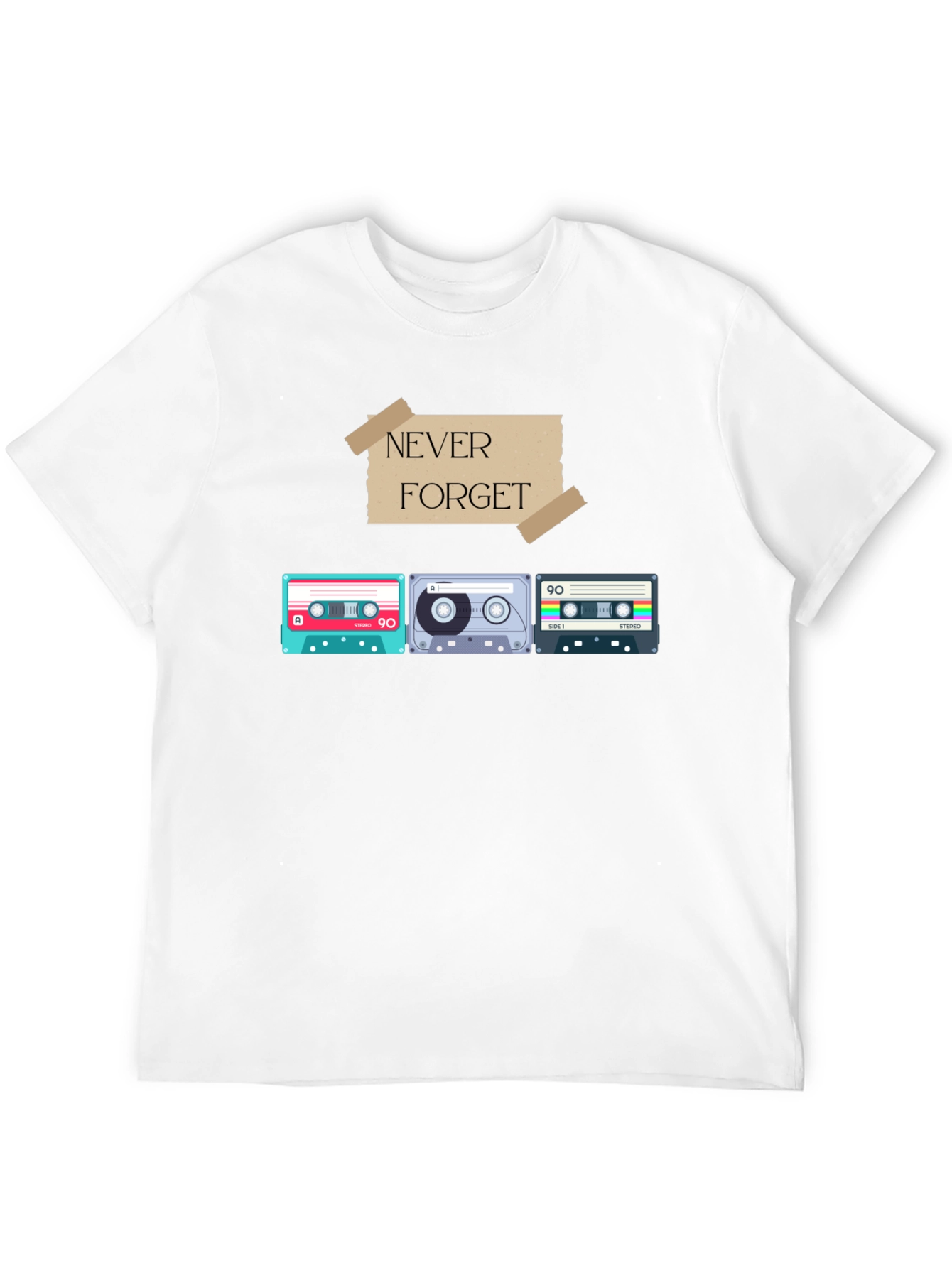 Retro Cassette Tape Graphic T-Shirt - Never Forget