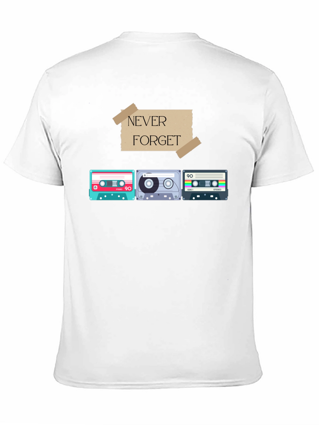 Retro Cassette Tape Graphic T-Shirt - Never Forget
