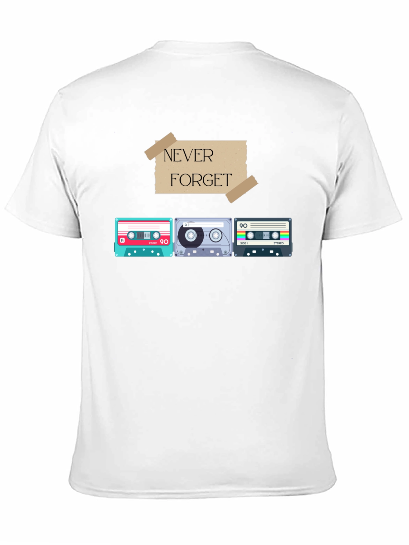 Retro Cassette Tape Graphic T-Shirt - Never Forget