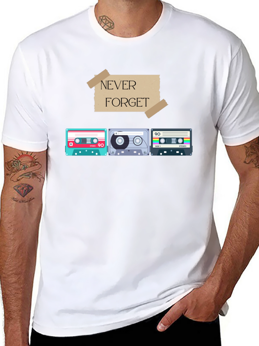 Retro Cassette Tape Graphic T-Shirt - Never Forget