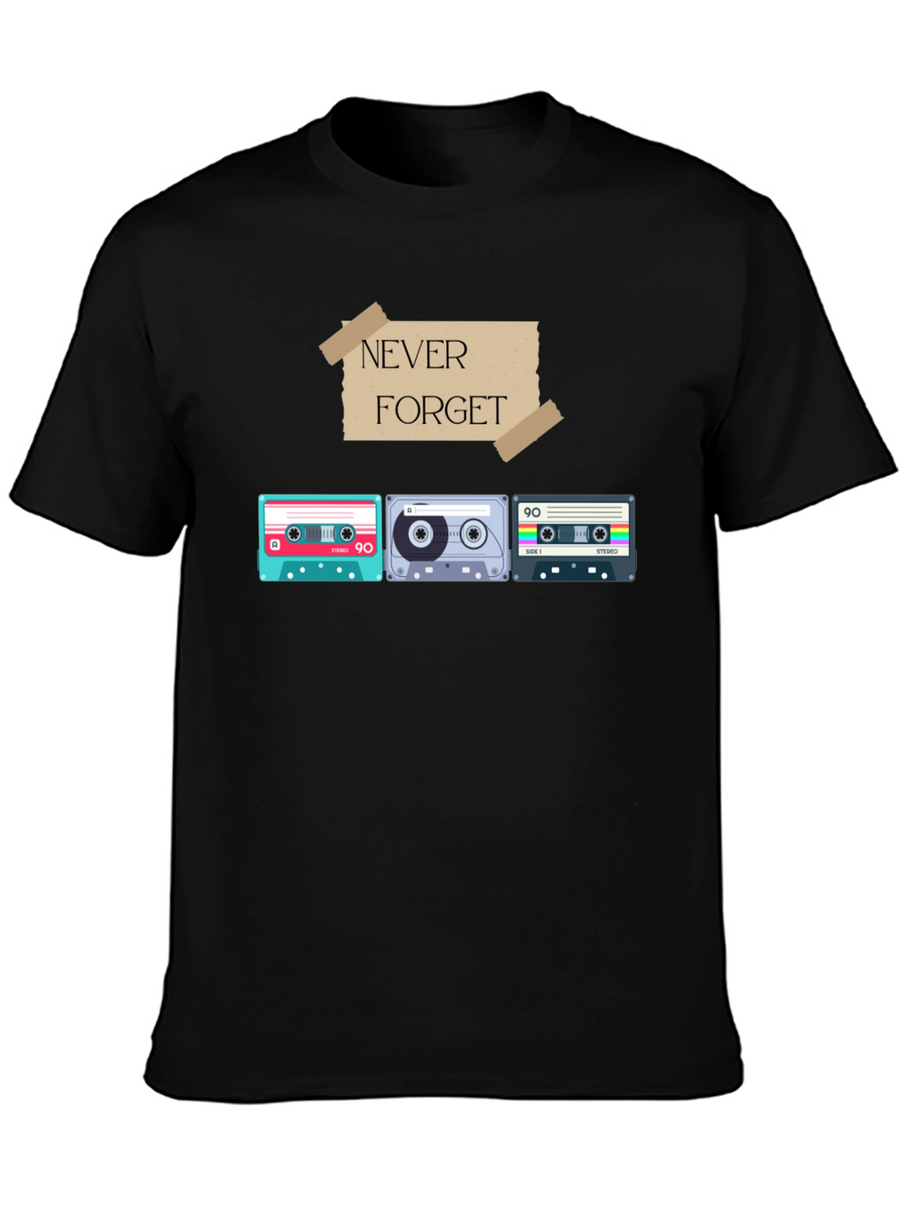 Retro Cassette Tape Graphic T-Shirt - Never Forget